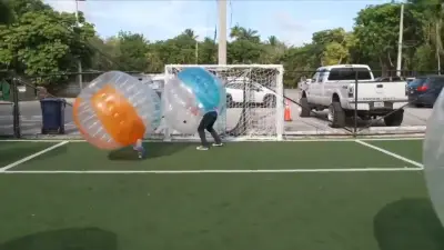 Bubbleball offers a new way to play soccer while wrapped in a bubble