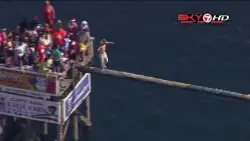Participants compete in Gloucester’s annual ‘Greasy Pole Competition’
